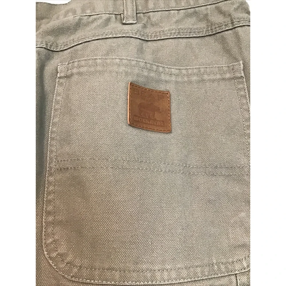 Cargo Carpenter Pants Men's 40x30 Workwear Khaki Double Knee Trousers Bear River